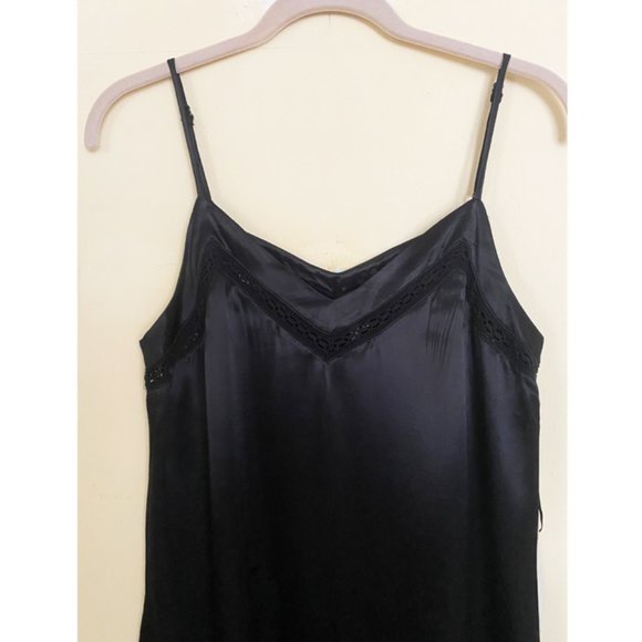 NWT WOMENS ASYMMETRIC, SOFT,  SLIP BLACK DRESS S - Picture 5 of 7